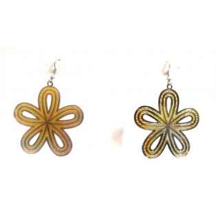 THE LONE FLOWER Earrings - Drop Long Dangling Hook - Classy Fashion - Dual Tone